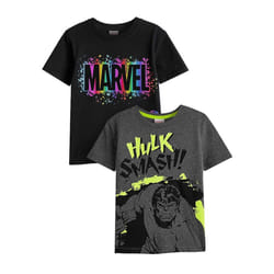 Marvel Boys Smash Logo T-Shirt (Pack of 2) - 7-8 Years, Black/Grey