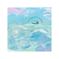 Mary Donald Fishing Boat Print - 30cm x 30cm, Blue