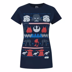 Star Wars Womens/Ladies Dark Side Fair Isle Christmas T-Shirt - XL, Blue