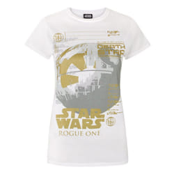 Star Wars Womens/Ladies Rogue One Metallic Death Star T-Shirt - L, White