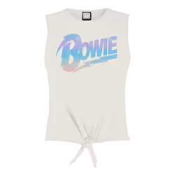 Amplified Womens/Ladies David Bowie Vintage Logo Crop Top - XS, White