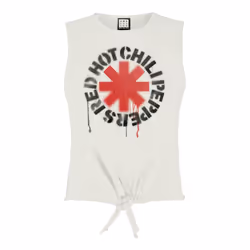 Amplified Womens/Ladies Stencil Asterix Red Hot Chili Peppers Vintage Crop Top - S, White