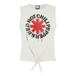 Amplified Womens/Ladies Stencil Asterix Red Hot Chili Peppers Vintage Crop Top - S, White