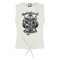 Amplified Womens/Ladies Snaggletooth Crest Motorhead Vintage Crop Top - XS, White