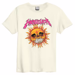 Amplified Unisex Adult Neon Sun Metallica T-Shirt - S, Vintage White