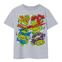 Teenage Mutant Ninja Turtles Childrens/Kids Faces T-Shirt - 7-8 Years, Grey Marl