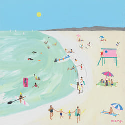 Mary Donald Hazy Beach Days Canvas Print - 30cm x 30cm, Cream/Green/Blue