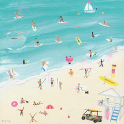 Mary Donald Surf's Up Australia Canvas Print - 30cm x 30cm, Blue/Cream