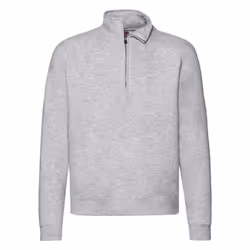 Fruit Of The Loom Mens Premium Zip Neck Heather Sweatshirt - M, Heather Grey