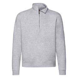 Fruit Of The Loom Mens Premium Zip Neck Heather Sweatshirt - XL, Heather Grey