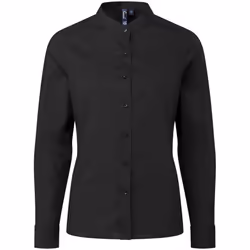 Premier Womens/Ladies Banded Grandad Collar Formal Shirt - XS, Black