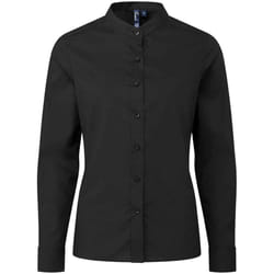 Premier Womens/Ladies Banded Grandad Collar Formal Shirt - XS, Black