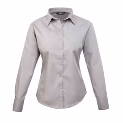Premier Womens/Ladies Long-Sleeved Shirt - 28 UK, Silver