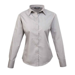 Premier Womens/Ladies Long-Sleeved Shirt - 26 UK, Silver