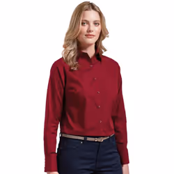 Premier Womens/Ladies Long-Sleeved Shirt - 20 UK, Burgundy