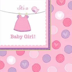 Amscan With Love Baby Girl Disposable Napkins (Pack of 16)