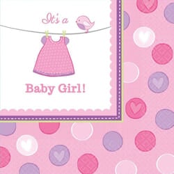 Amscan With Love Baby Girl Disposable Napkins (Pack of 16)