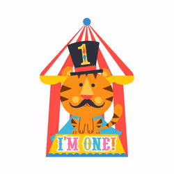 Amscan Circus 1st Birthday Invitations (Pack of 8)