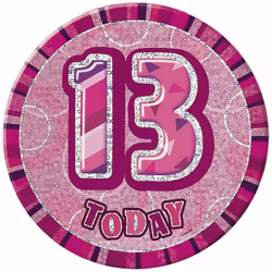 Unique Party Glitz 13th Birthday Badge - One Size, Pink