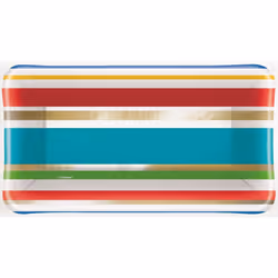 Unique Party Paper Striped Appetiser Plates (Pack of 8)