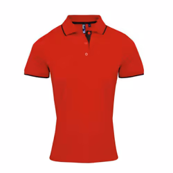 Premier Womens/Ladies Coolchecker Contrast Pique Polo Shirt - L, Red/Black