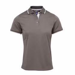 Premier Womens/Ladies Coolchecker Contrast Pique Polo Shirt - XL, Dark Grey/Silver
