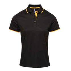 Premier Womens/Ladies Coolchecker Contrast Pique Polo Shirt - XS, Black/Sunflower