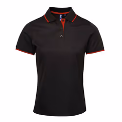 Premier Womens/Ladies Coolchecker Contrast Pique Polo Shirt - XL, Black/Red