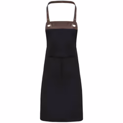 Premier Espresso Bib Apron - One Size, Black/Brown Denim