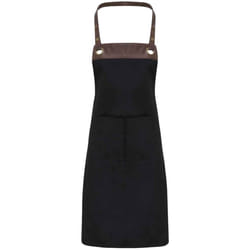 Premier Espresso Bib Apron - One Size, Black/Brown Denim