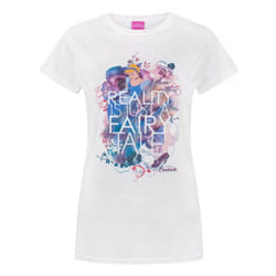 Cinderella Womens/Ladies Reality Is Just A Fairy Tale T-Shirt - S, White/Pink/Blue