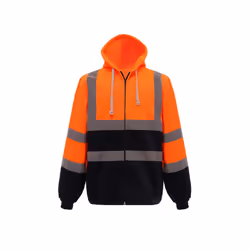 Yoko Mens Hi-Vis Safety Full Zip Hoodie - L, Orange/Navy