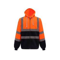 Yoko Mens Hi-Vis Safety Full Zip Hoodie - L, Orange/Navy