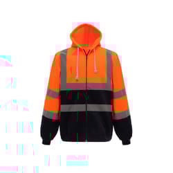 Yoko Mens Hi-Vis Safety Full Zip Hoodie - M, Orange/Navy