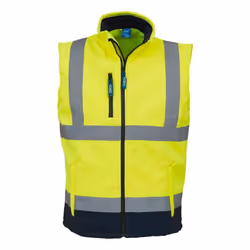 Yoko Unisex Adult Softshell Hi-Vis Gilet - XL, Yellow/Navy