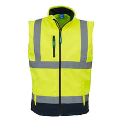 Yoko Unisex Adult Softshell Hi-Vis Gilet - XL, Yellow/Navy