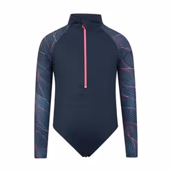 Mountain Warehouse Girls Mira Lines Rash Guard Swimsuit - 7-8 Years, Navy
