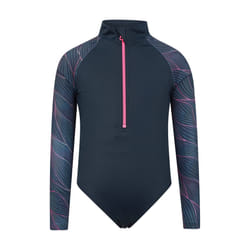 Mountain Warehouse Girls Mira Lines Rash Guard Swimsuit - 9-10 Years, Navy