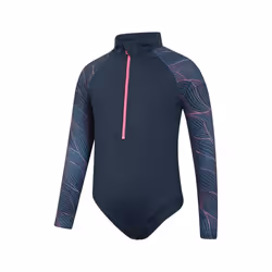Mountain Warehouse Girls Mira Lines Rash Guard Swimsuit - 9-10 Years, Navy