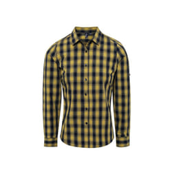 Premier Womens/Ladies Mulligan Checked Long-Sleeved Shirt - L, Camel/Navy