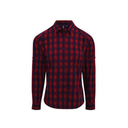 Premier Womens/Ladies Mulligan Checked Long-Sleeved Shirt - XL, Red/Navy
