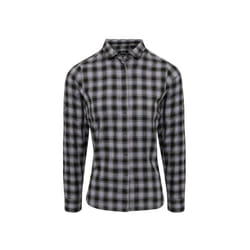 Premier Womens/Ladies Mulligan Checked Long-Sleeved Shirt - XL, Steel/Black