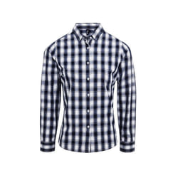 Premier Womens/Ladies Mulligan Checked Long-Sleeved Shirt - XL, White/Navy