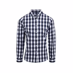 Premier Womens/Ladies Mulligan Checked Long-Sleeved Shirt - L, White/Navy