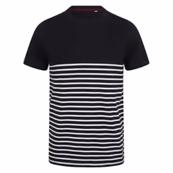 Front Row Adults Unisex Breton Striped T-Shirt - XS, Navy/White