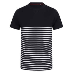 Front Row Adults Unisex Breton Striped T-Shirt - XS, Navy/White