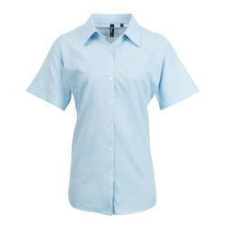Premier Womens/Ladies Signature Pearlised Oxford Short-Sleeved Shirt - 18 UK, Light Blue