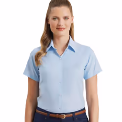Premier Womens/Ladies Signature Pearlised Oxford Short-Sleeved Shirt - 18 UK, Light Blue
