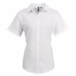 Premier Womens/Ladies Signature Pearlised Oxford Short-Sleeved Shirt - 18 UK, White