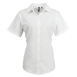 Premier Womens/Ladies Signature Pearlised Oxford Short-Sleeved Shirt - 18 UK, White